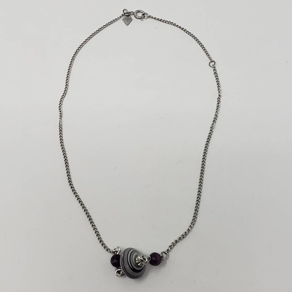 Sarah Coventry Purple Glass Bead Pendant Necklace - Picture 3 of 5